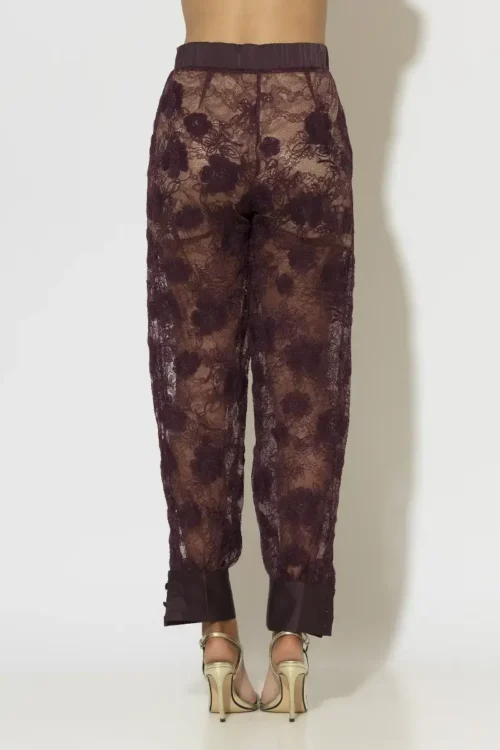 C-throu Burgundy Lace Pants