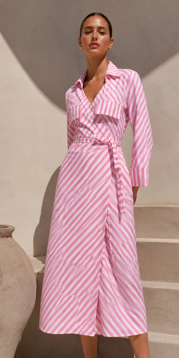 C-throu Poplin Wrap Dress