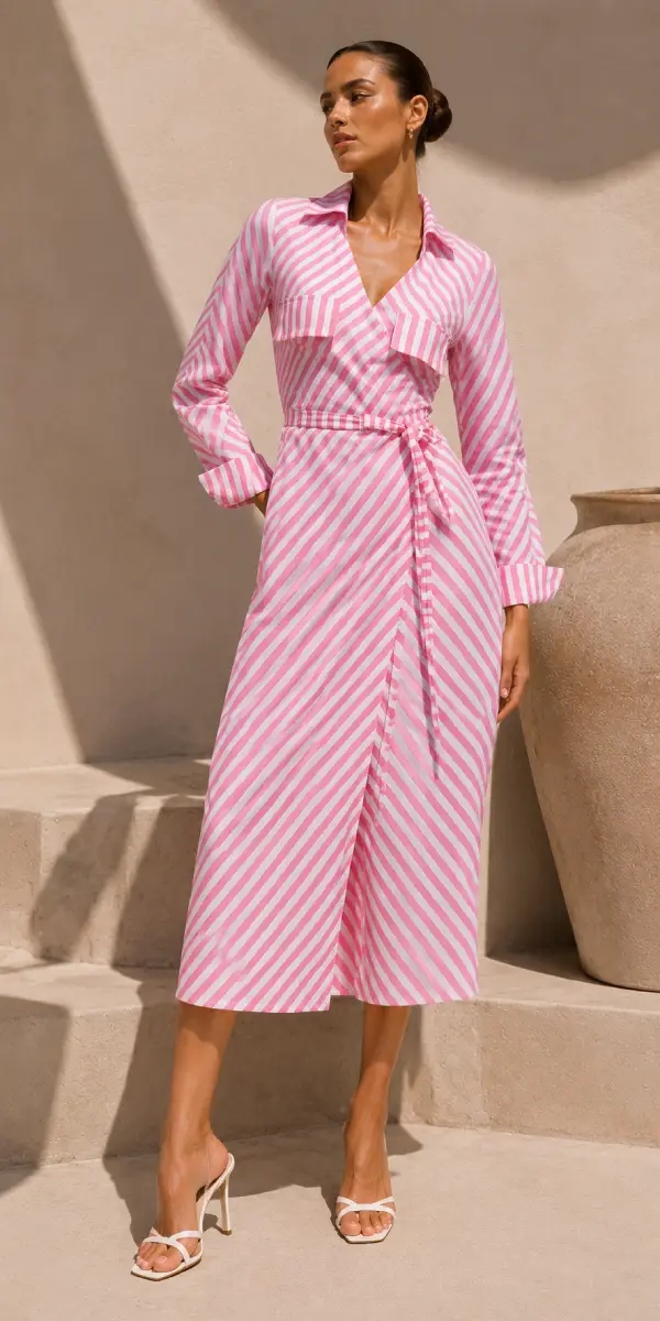 C-throu Poplin Wrap Dress