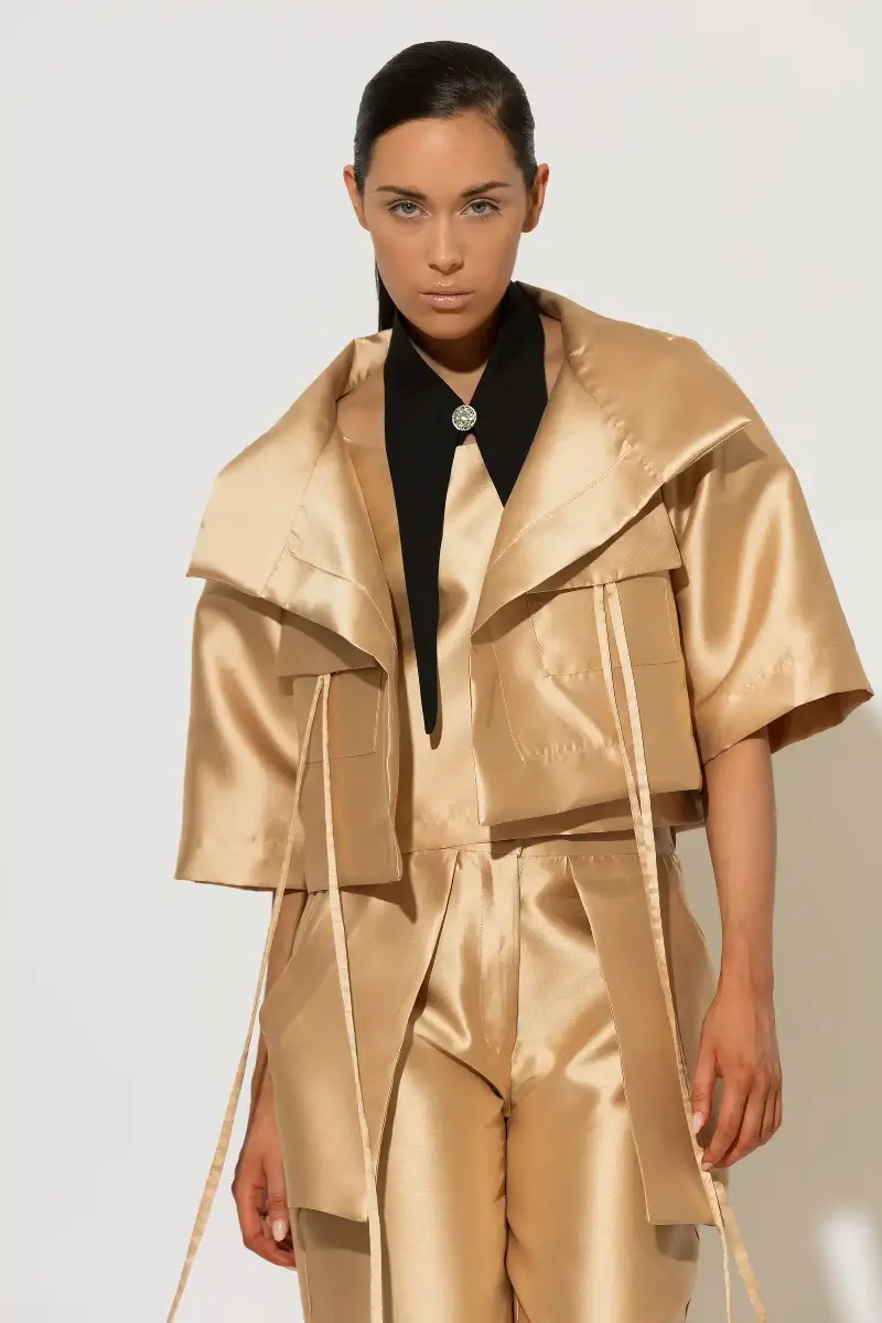 C-throu Beige Taffeta Bolero
