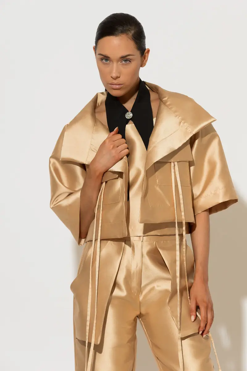 C-throu Beige Taffeta Bolero