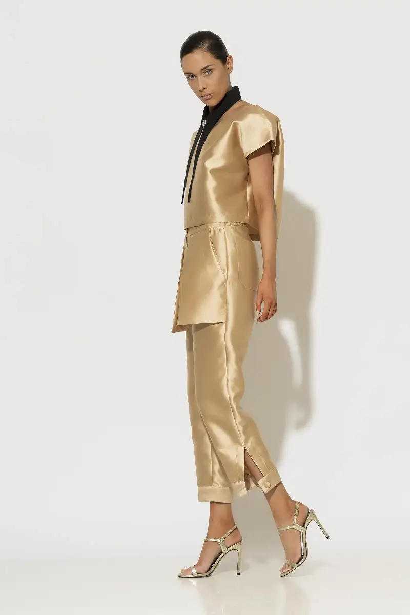 C-throu Beige Taffeta Top