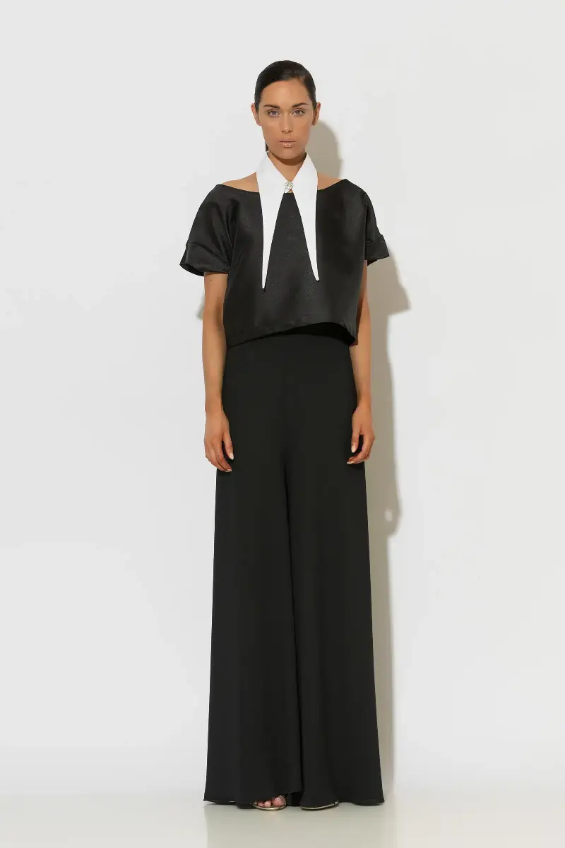 C-throu Black Taffeta Top