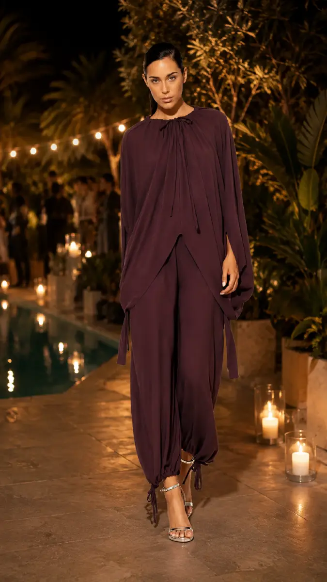 C-throu Crepe Cape Blouse