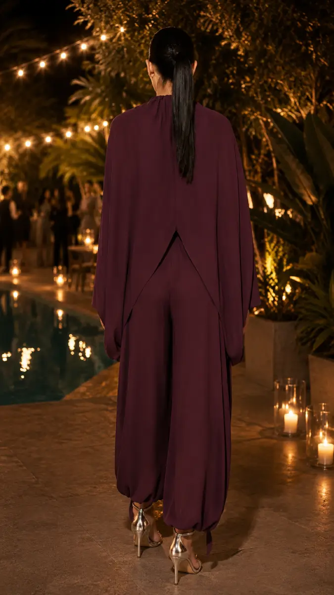 C-throu Crepe Cape Blouse