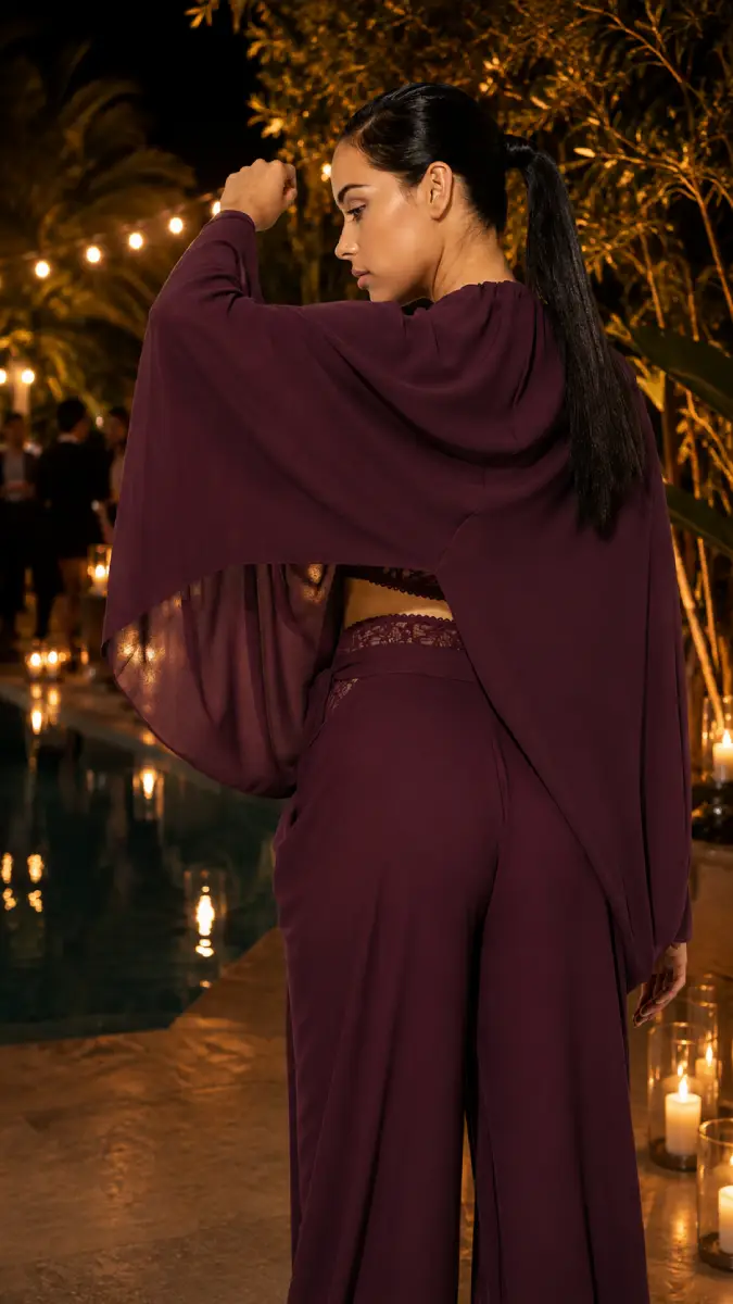 C-throu Crepe Cape Blouse