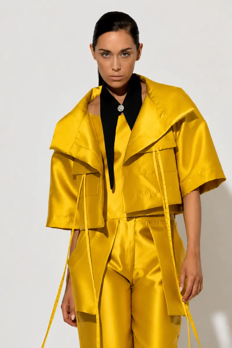 C-throu Yellow Taffeta Bolero