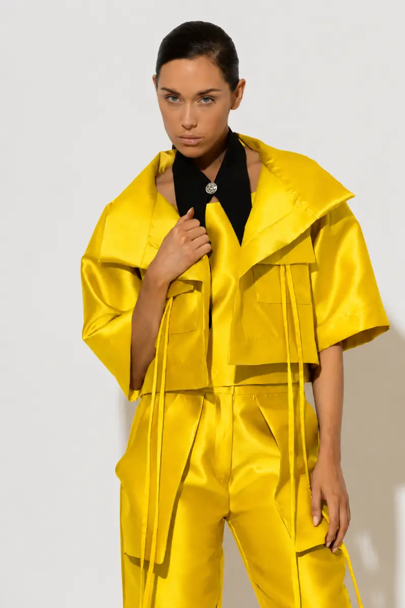 C-throu Yellow Taffeta Bolero