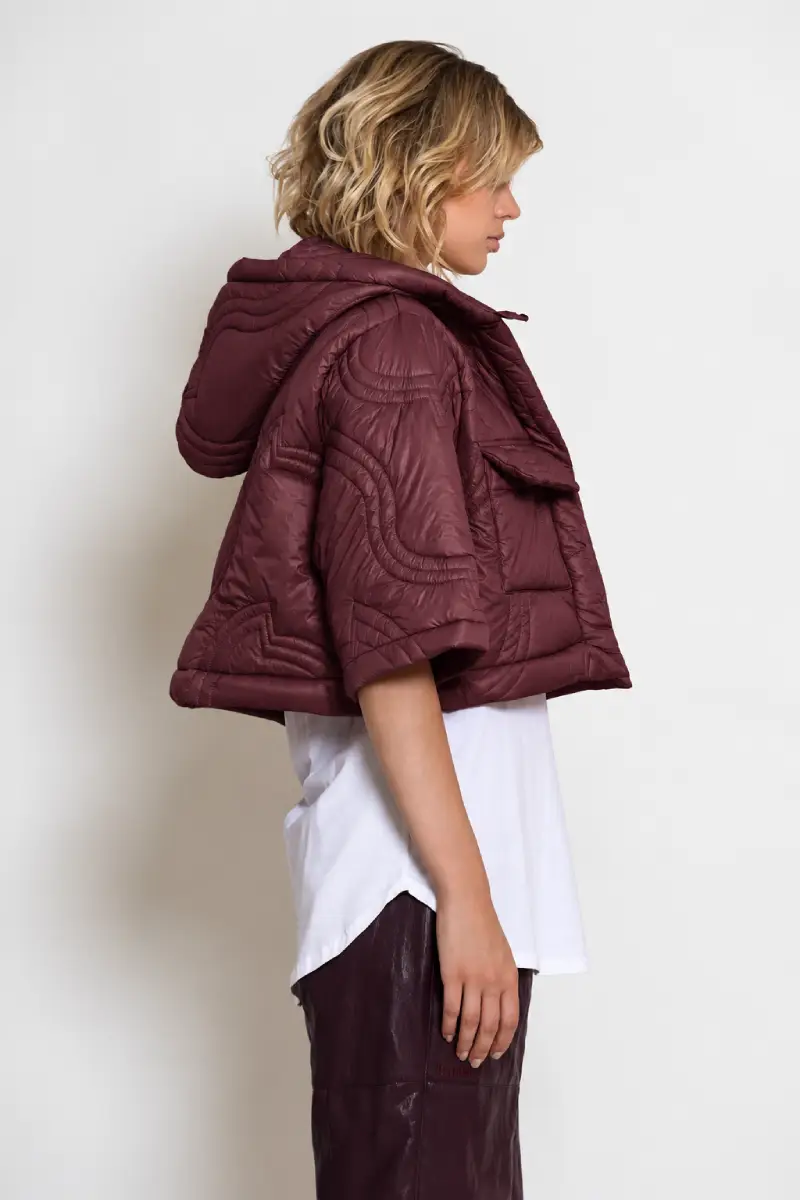 C-throu Burgundy Puffer Bolero