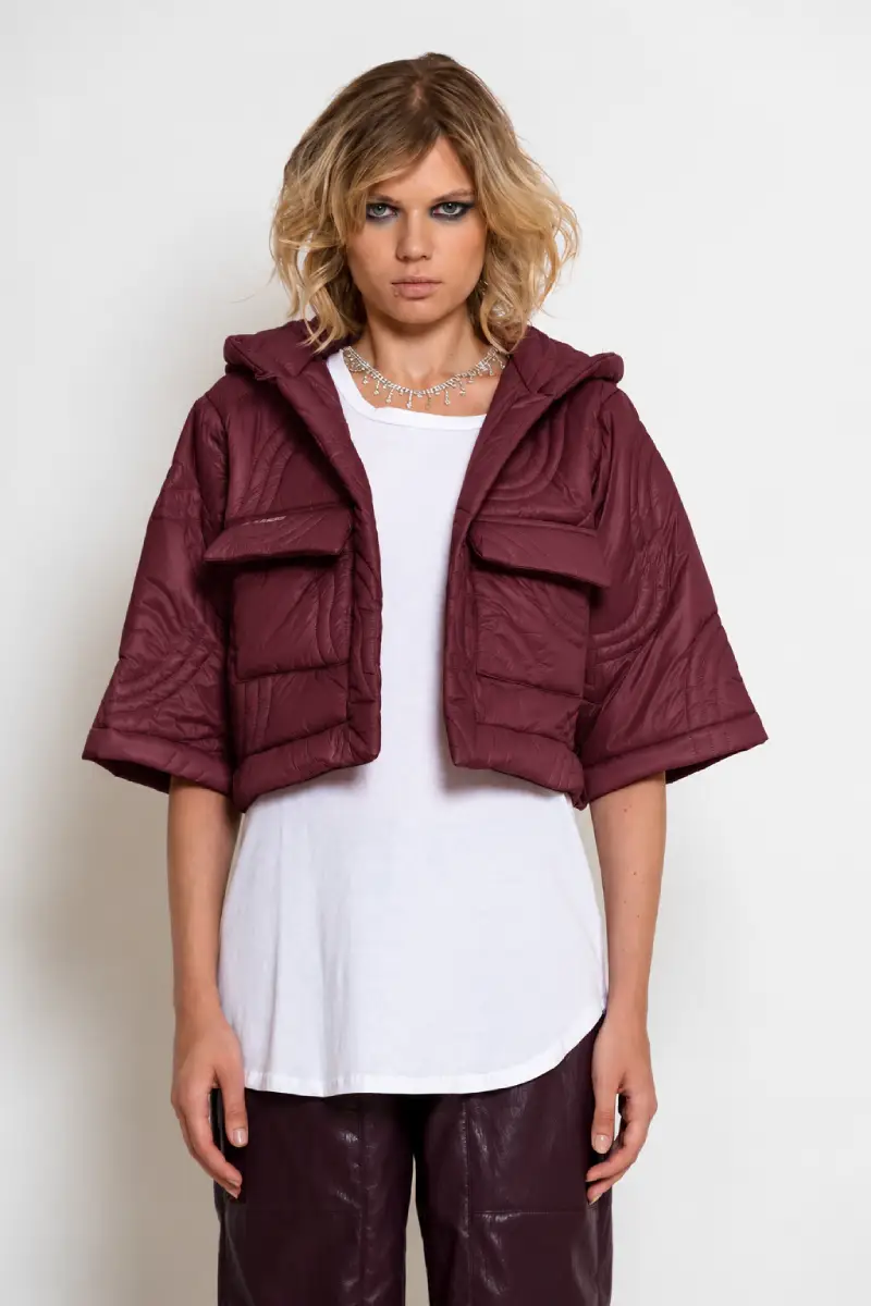 C-throu Burgundy Puffer Bolero