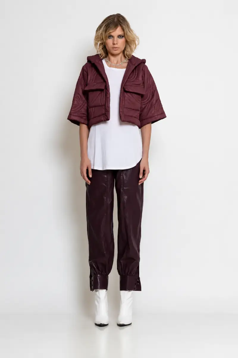 C-throu Burgundy Puffer Bolero