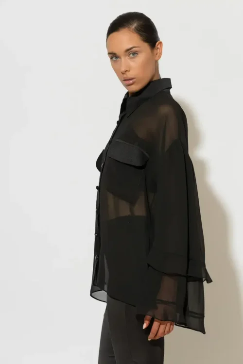 C-throu Ruffled Chifon Shirt