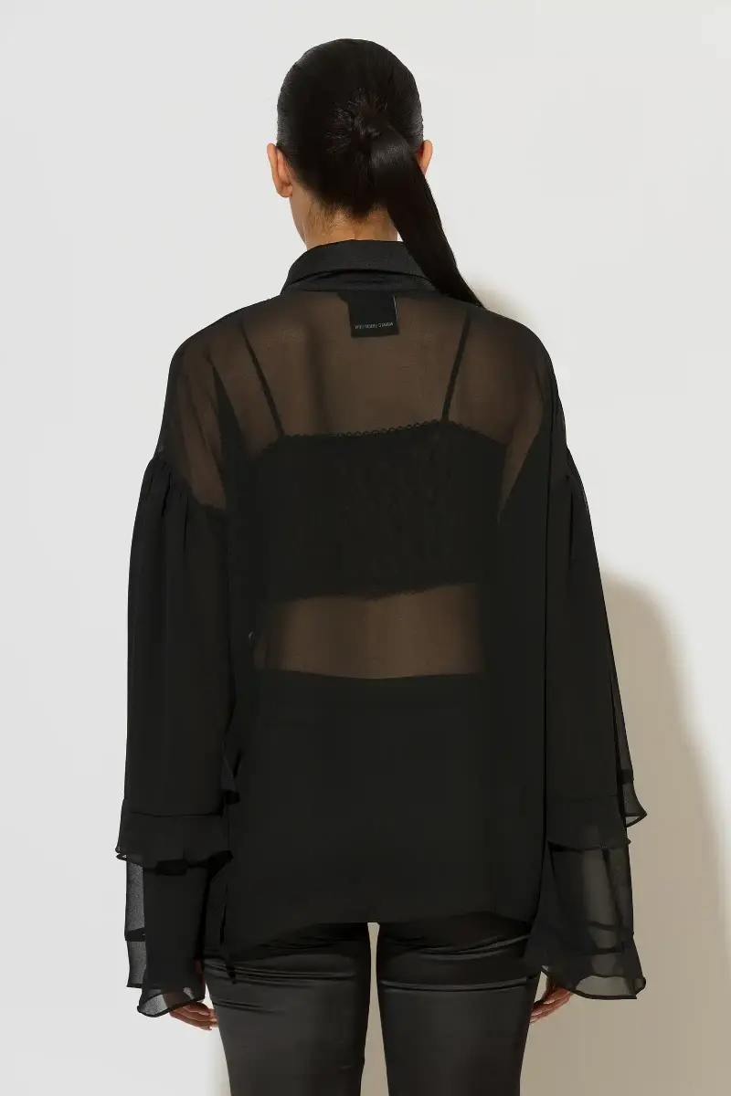 C-throu Ruffled Chifon Shirt