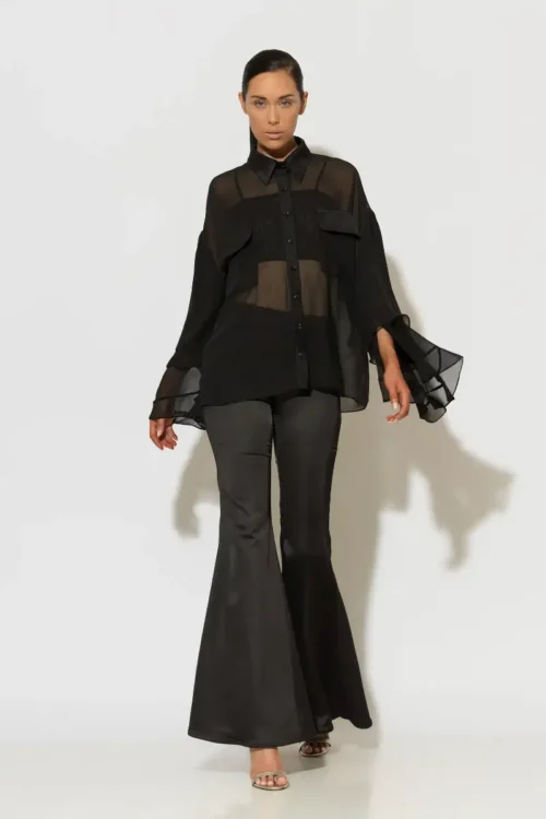 C-throu Ruffled Chifon Shirt