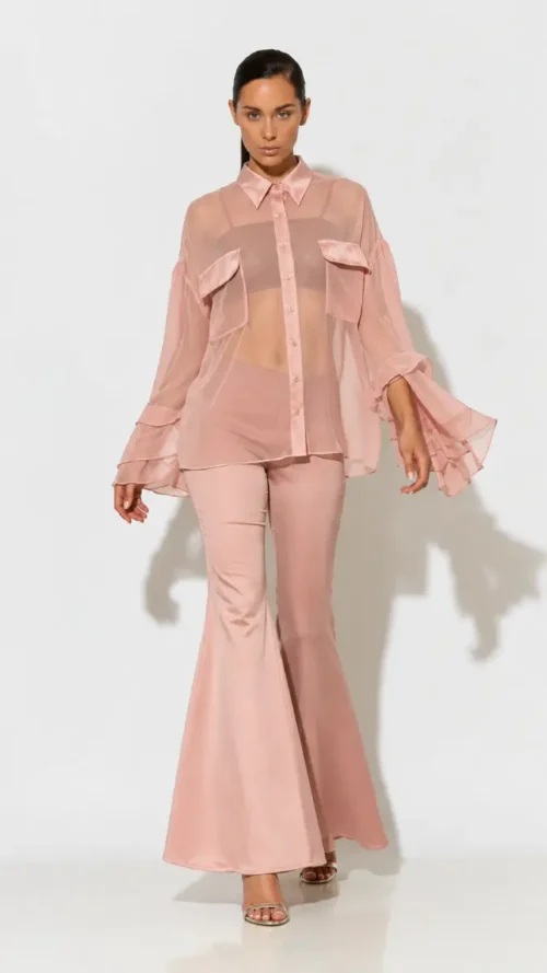 C-throu Ruffled Chifon Shirt