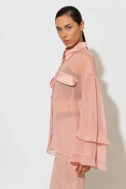 C-throu Ruffled Chifon Shirt