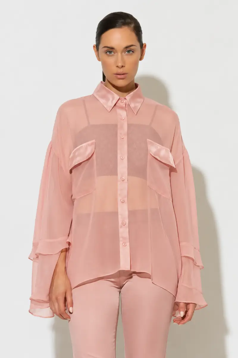 C-throu Ruffled Chifon Shirt