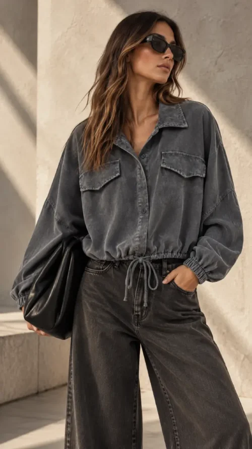 Miho's Washed Crop Shirt