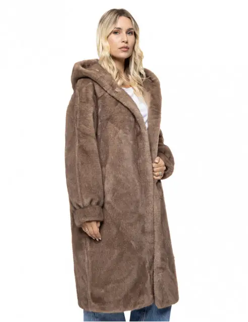 Biston Hooded Fur Coat