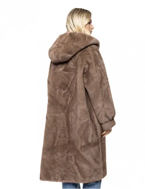 Biston Hooded Fur Coat