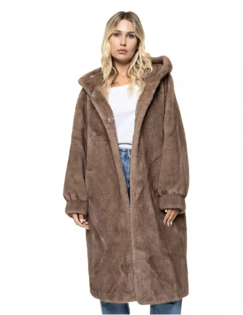 Biston Hooded Fur Coat