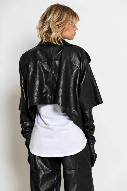 C-throu Faux Leather Bolero
