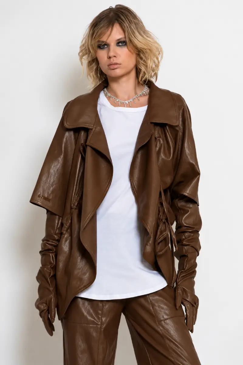 C-throu Faux Leather Bolero