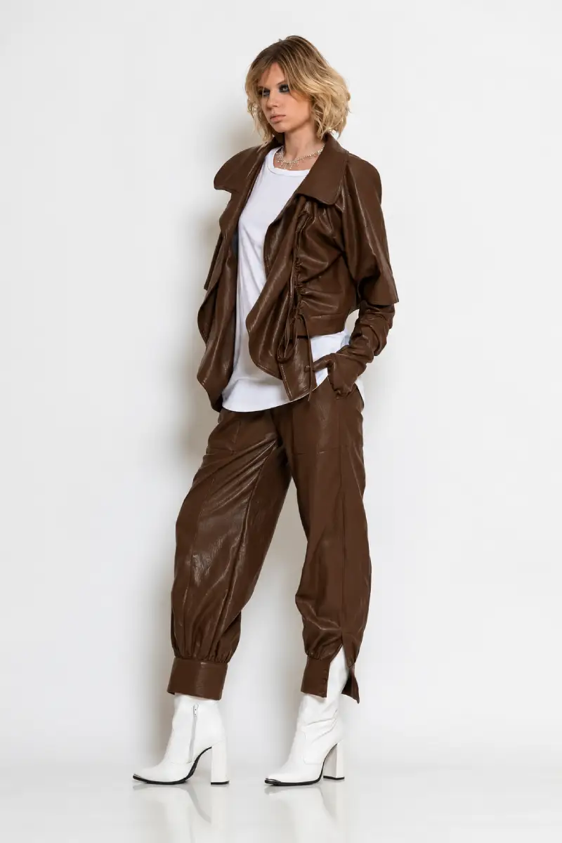 C-throu Faux Leather Bolero