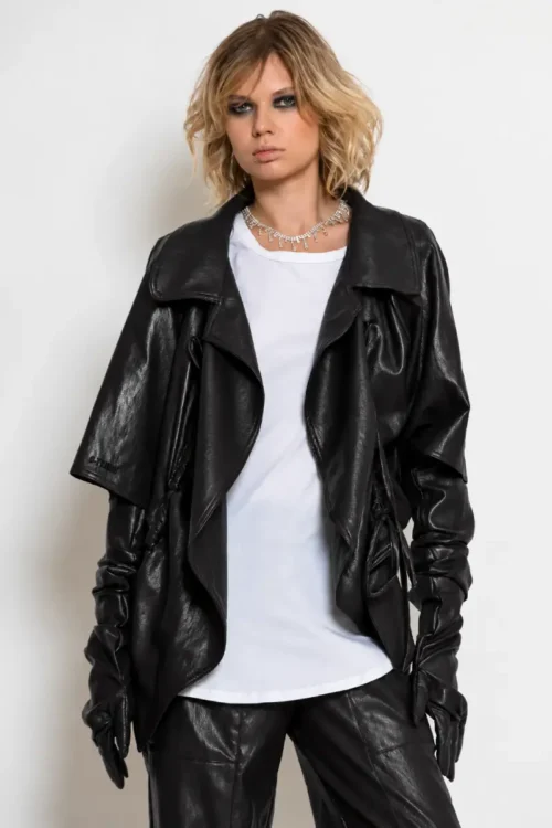 C-throu Faux Leather Bolero