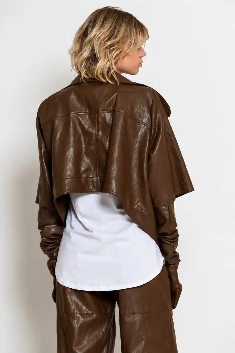 C-throu Faux Leather Bolero