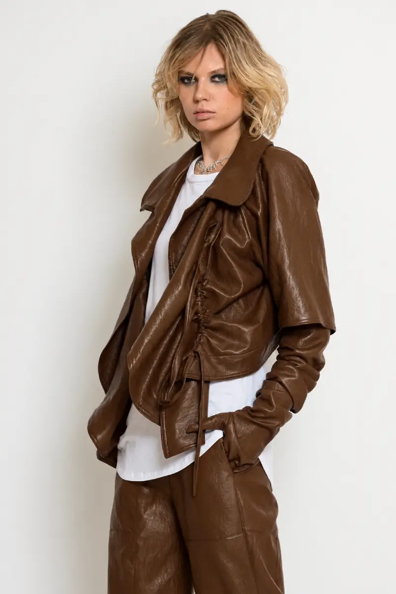 C-throu Faux Leather Bolero
