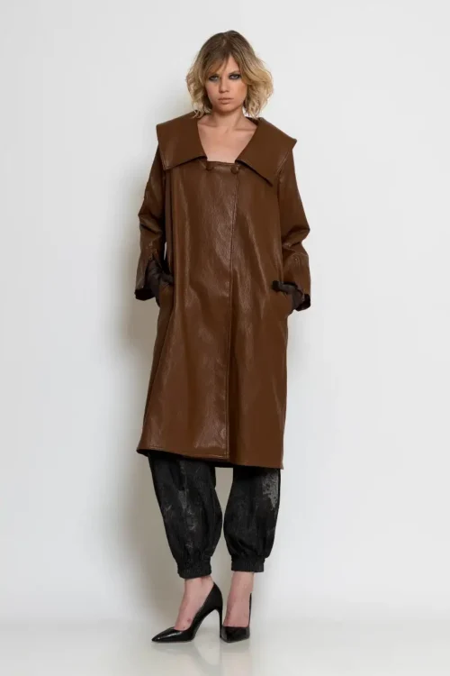 C-throu Faux Leather Coat