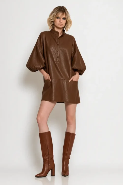 C-throu Faux Leather Dress