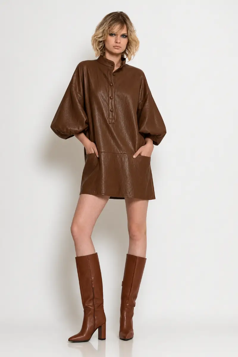 C-throu Faux Leather Dress