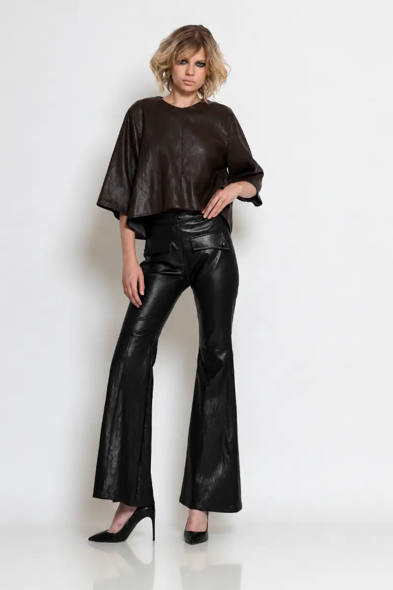 C-throu Faux Leather Pants