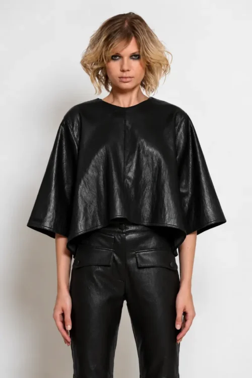 C-throu Faux Leather Top