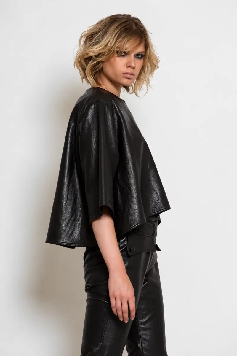 C-throu Faux Leather Top