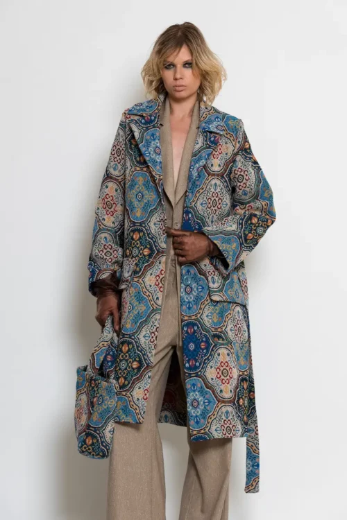 C-throu Midi Brocade Coat