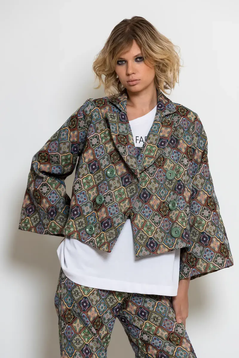 C-throu Short Brocade Jacket