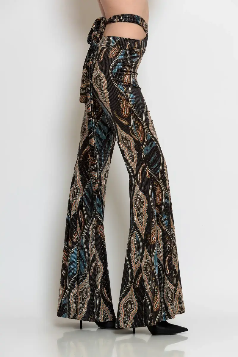 C-throu Velvet Bell Bottom Pants
