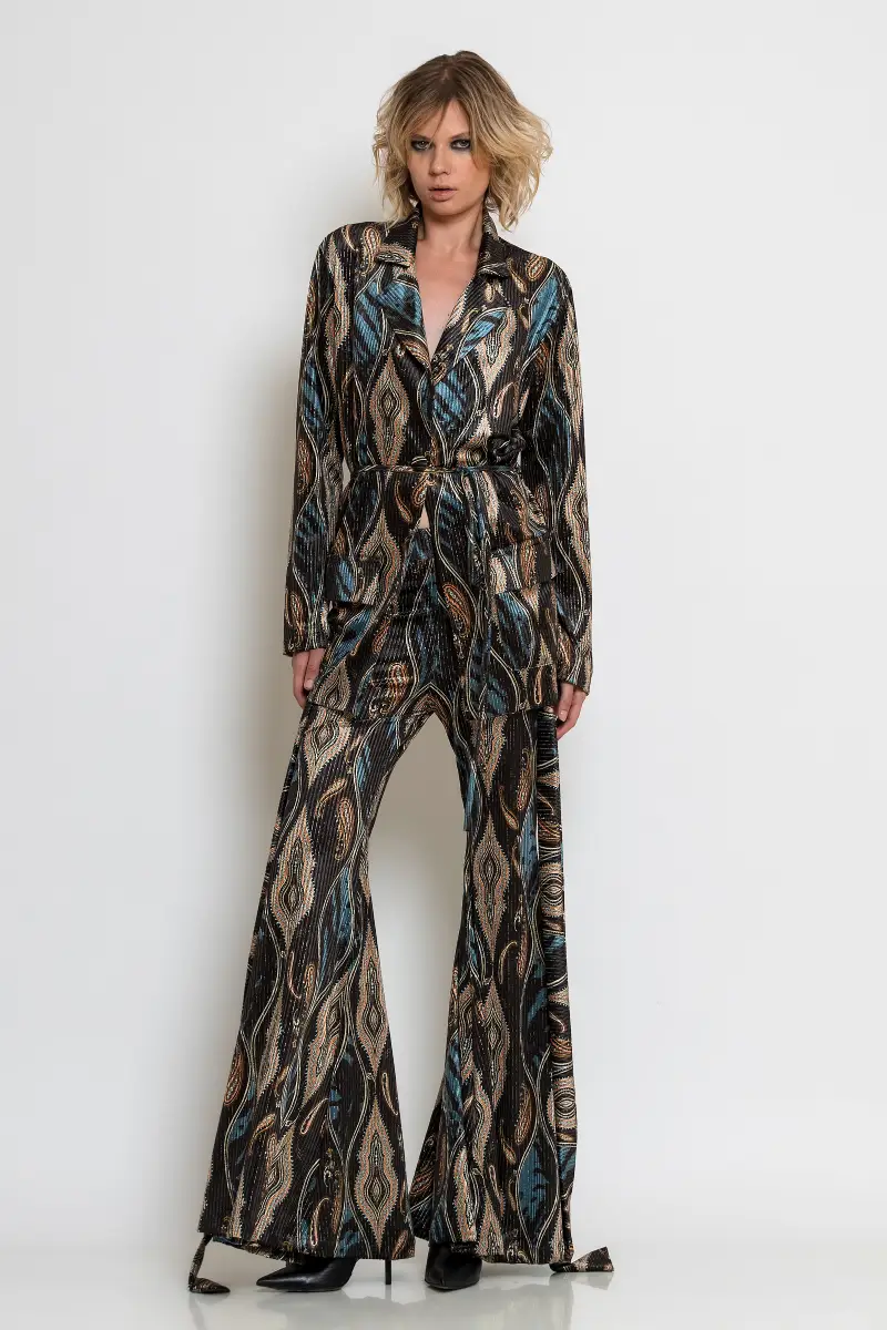 C-throu Velvet Bell Bottom Pants